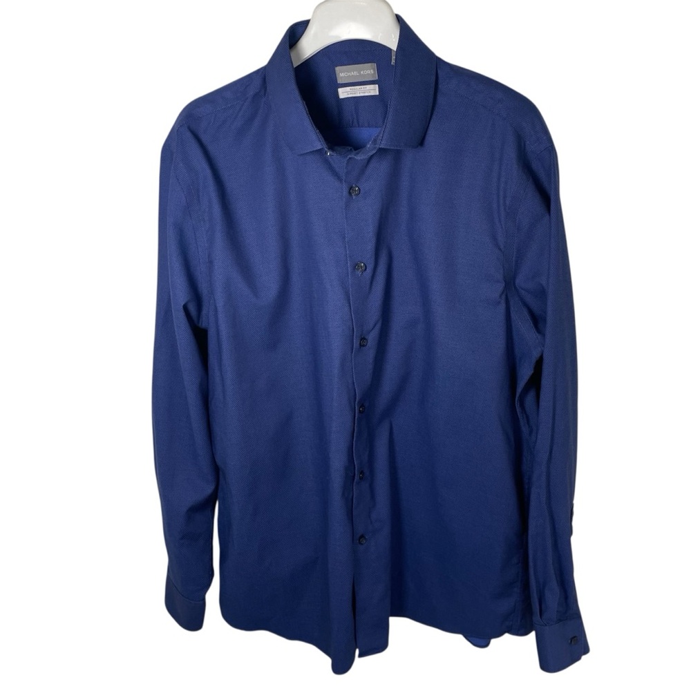 Michael Kors Blue‎ Airsoft Stretch Regular Fit Shirt, XL